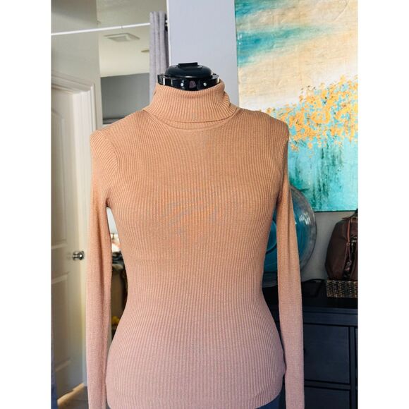 Express ribbed mock neck sweater in a neutral camel color. XS CasualMinimalist - Picture 2 of 8